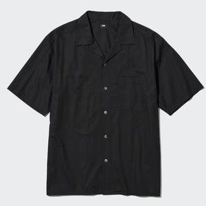 Men's Uniqlo Open Collar Short-Sleeve Shirt (Black)